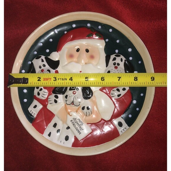 Santa Dalmatians Holiday Plate 3 Dimensional - Picture 3 of 4